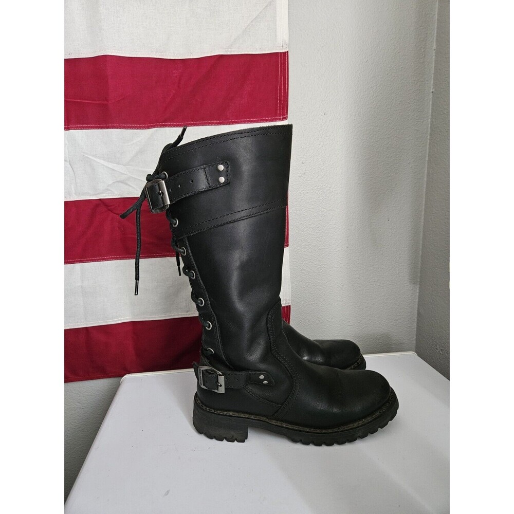 Harley-Davidson Alexa Back Lace Black Leather Motorcycle Boots D85167 Size 7